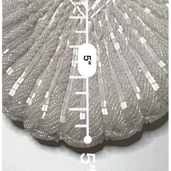 La Regale Gold Kiss-Lock Evening Bag Vtg White Beaded Clam Shell Clutch 80s Glam - Picture 7 of 9